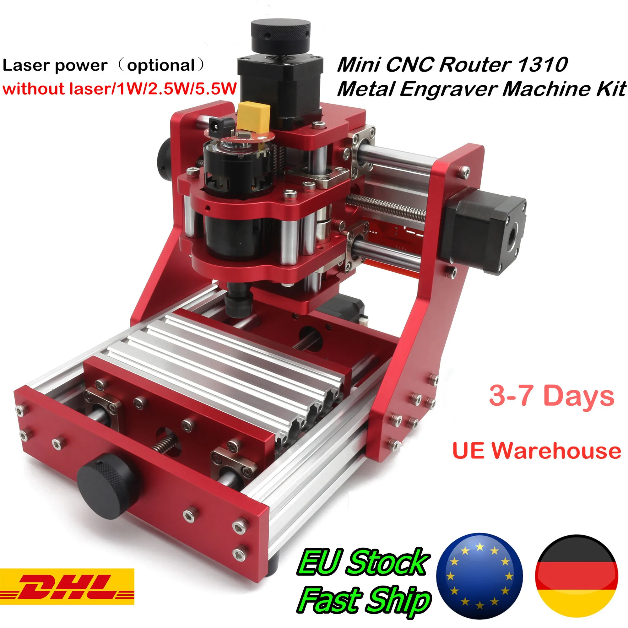 

【EU Delivery】 CNC 1310 mini laser woodworking desktop router engraving machine Full Metal Frame with ER11 collet