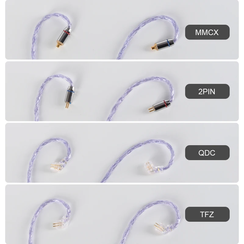 イヤホンケーブルセット（グレー系） TRI-Onyx」6芯 6N 単結晶銅銀メッキ線ケーブル ／ 高級感のある外観と