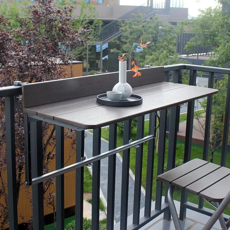 

FURNIKNA Balcony Bar Table for Railings, Balcony Railing Hanging And Folding Balcony Table, Adjustable Deck Table
