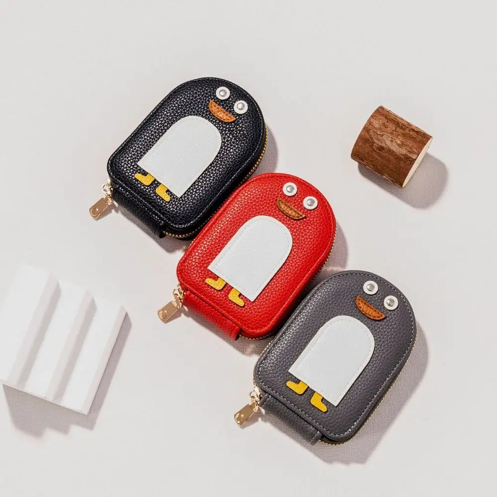 Cute Penguins PU Credit Card Coin Wallet Holder Cute Organ Style Multi Card Coin Wallet Business Holder Pouch