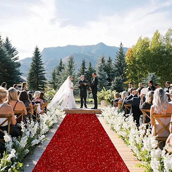 Corridor Wedding Accessories Sparkling Red Carpet For Stairs Repeated Displays Indoor Outdoor Ceremony Decoration