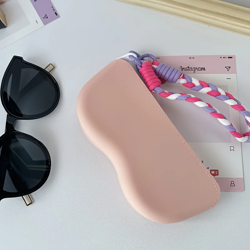 1pc Soft&Lightweight Silicone Glasses Case with Lanyard&Zipper,Portable Storage Pouch&Office,Ideal Gift for Preserving Glasses