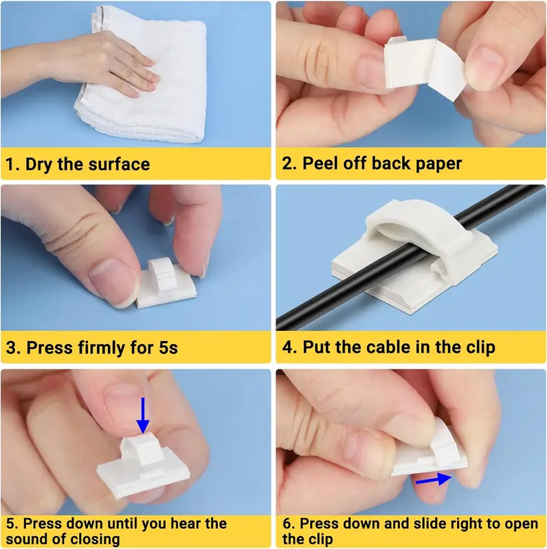 30pcs Cable Organizer Clips Cord Holder Desktop Workstation Wire Manager USB...