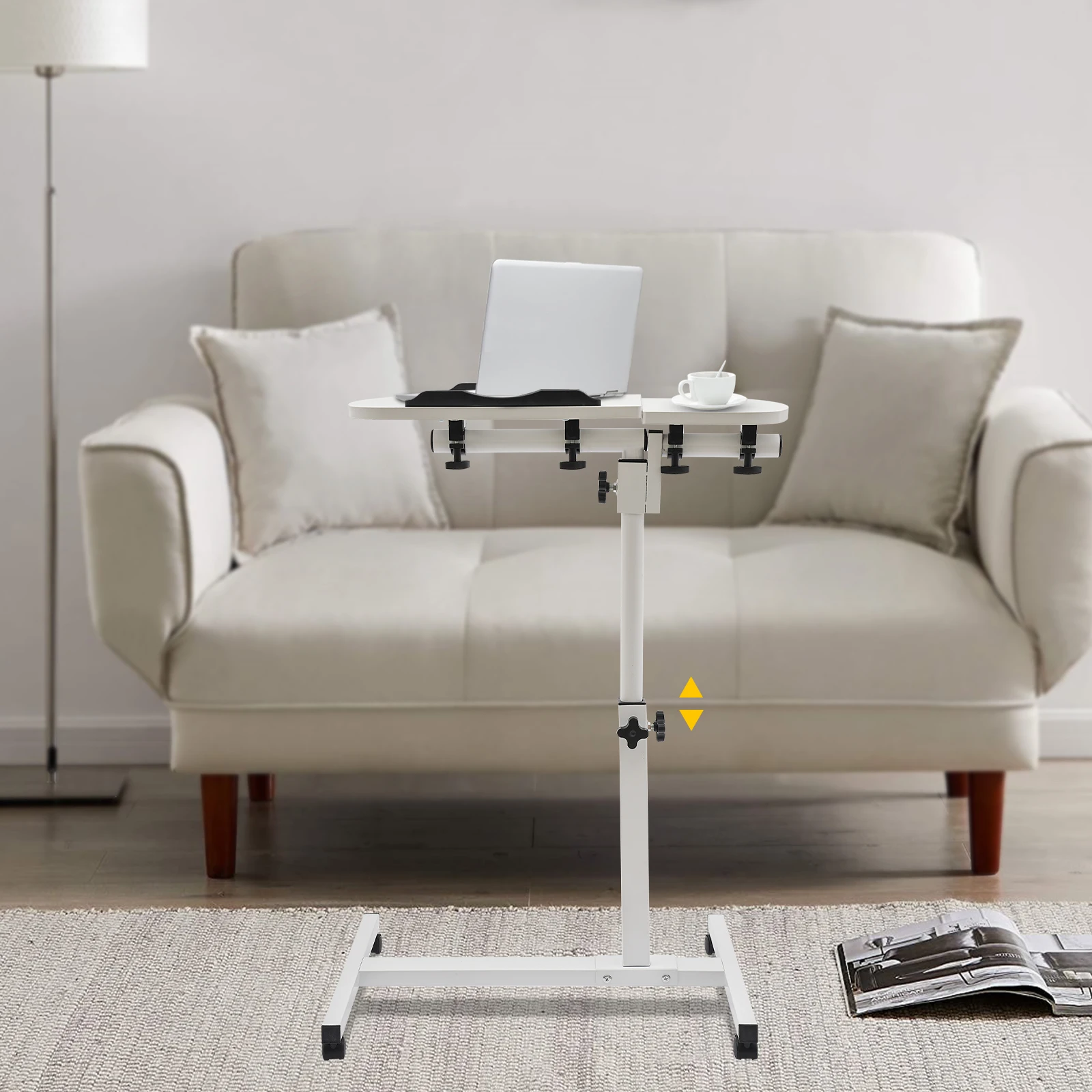 Rolling laptop sofa table, bed food tray table stand, height and angle adjustable, podium table, computer table 6