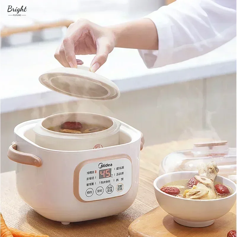 Electric Slow Stewer 0.8L Ceramic Household Multi Baby Food Porridge Dessert Cooker Stewing Cooking Pot Electric Soup Pot