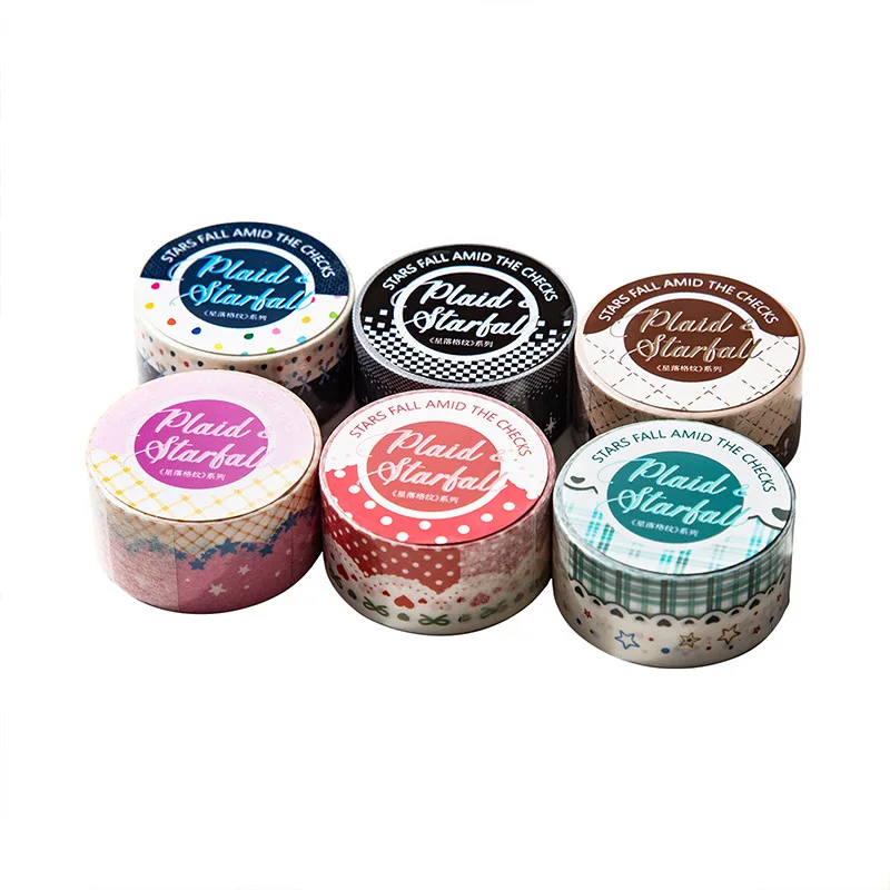 1pcs/1lot 장 접착 테이프 스타폴링 그리드 패턴 정크 저널 DIY 종이 일본 마스킹 스크랩북 스티커