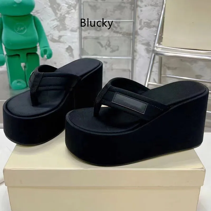 Women's wedge shaped thick sole high heel slippers Women's summer fashion casual beach party shoes