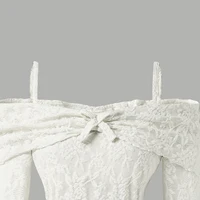 Robe en dentelle à épaules dénudées pour filles de 8 à 12 ans, détail nœud sur le devant et dos uni, robe sirène pour enfants 4
