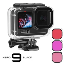 

60M Waterproof Case for GoPro Hero 10 9 Black Protective Diving Underwater Housing Shell Cover Red Purple Color Filter go pro 10