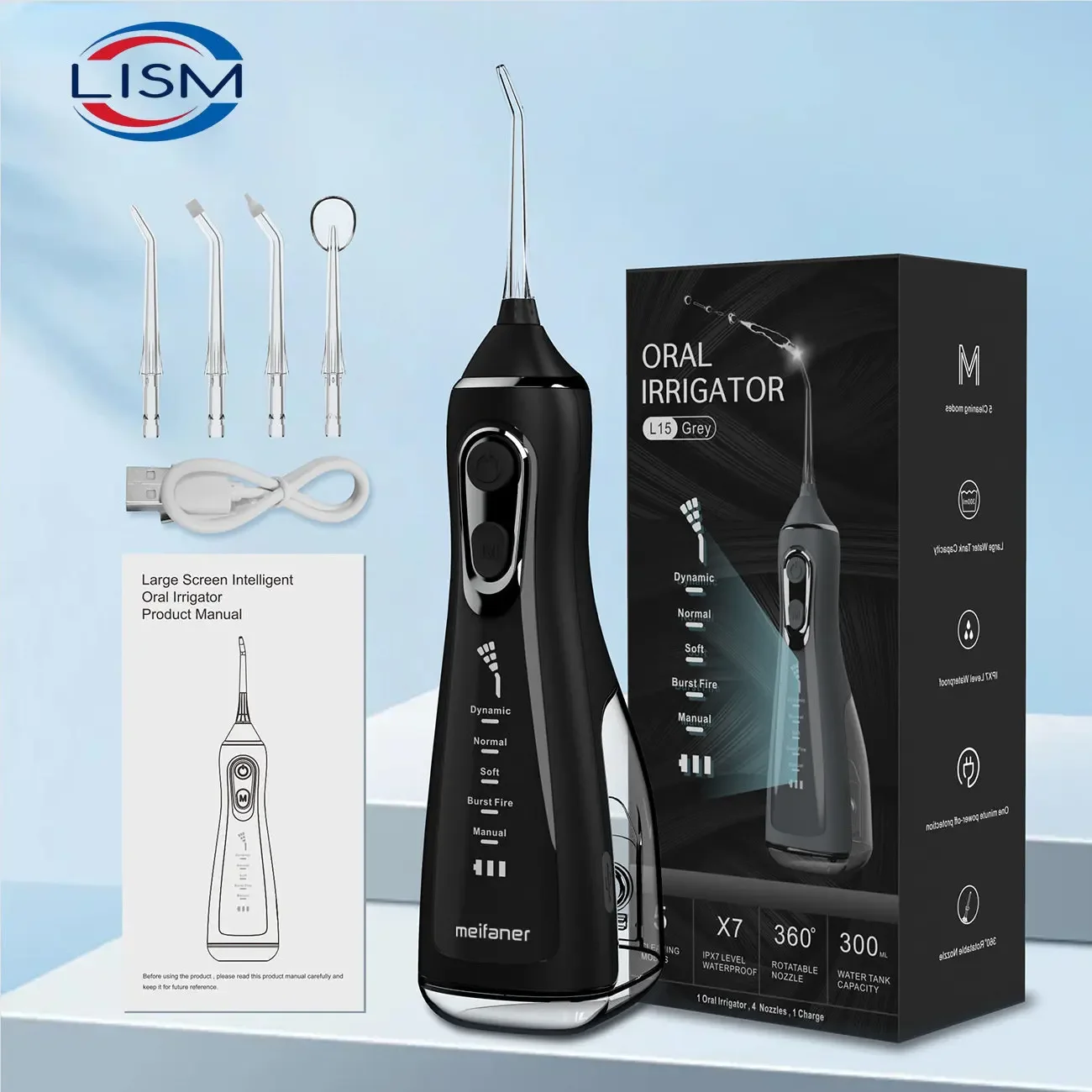 Jato de Água Dental Portátil 350ml Ipx6 à Prova Impermeável Água Líquido de Limpeza Scaler Oral do Dente do Irrigador do Lismo 5-velocidade do Ajuste