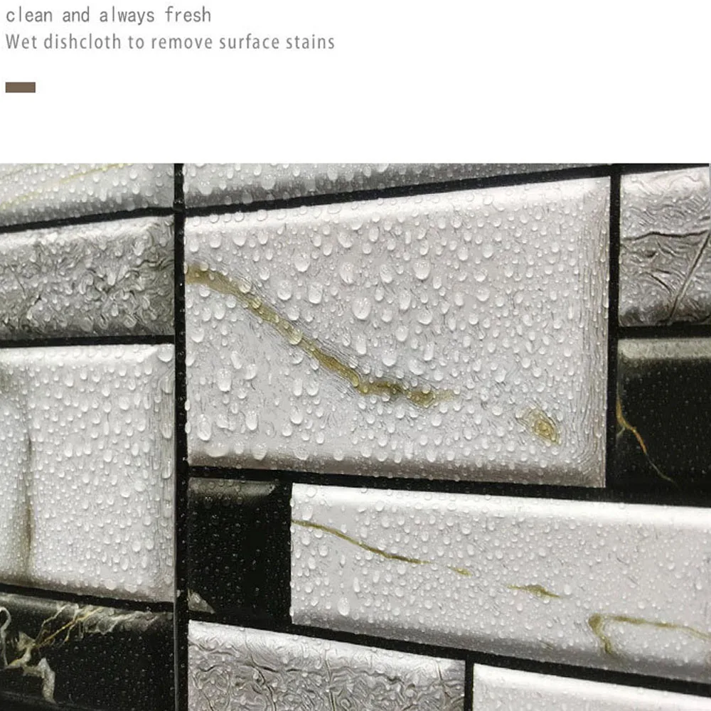 10 Pcs Self Adhesive Tile Wall Sticker Home Decor 3d Pvc Sticker Covers For Kitchen Cupboard Bathroom Waterproof Wallpaper 3