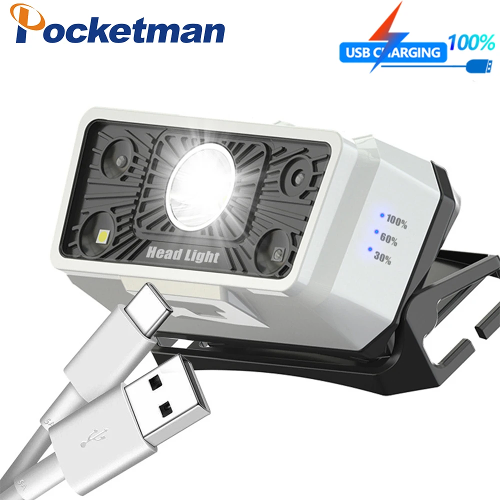 

USB Rechargeable XPG LED Headlamp Smart Wave Induction Waterproof Outdoor Safety Work Headlight Torch for Camping Hiking Cycling