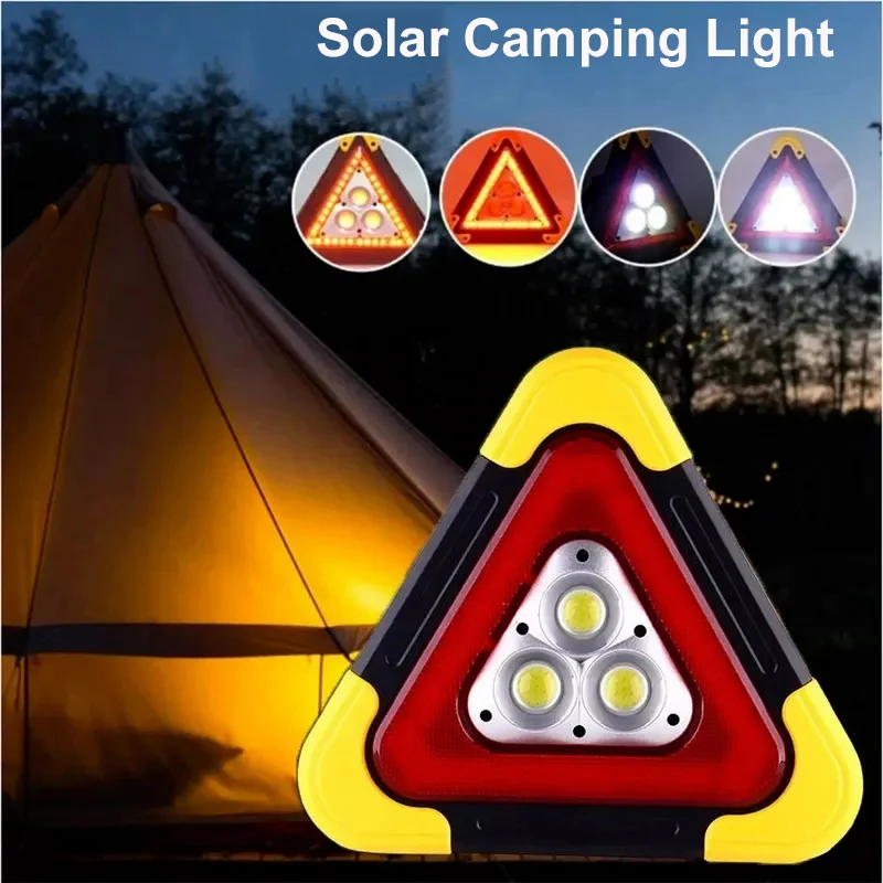 Solar-Powered Triangular Emergency Warning Light & Portable Safety Lamp
