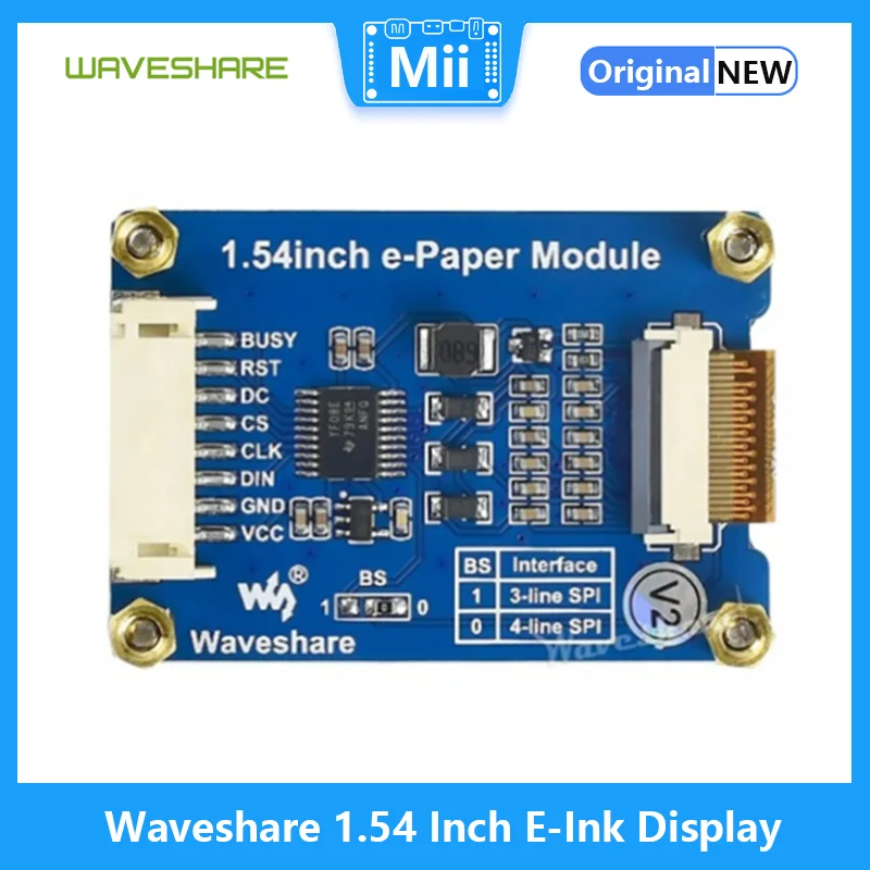 Waveshare 1.54 Inch E-Ink Display Black/White e-paper 200x200 resolution SPI interface, for Raspberry Pi