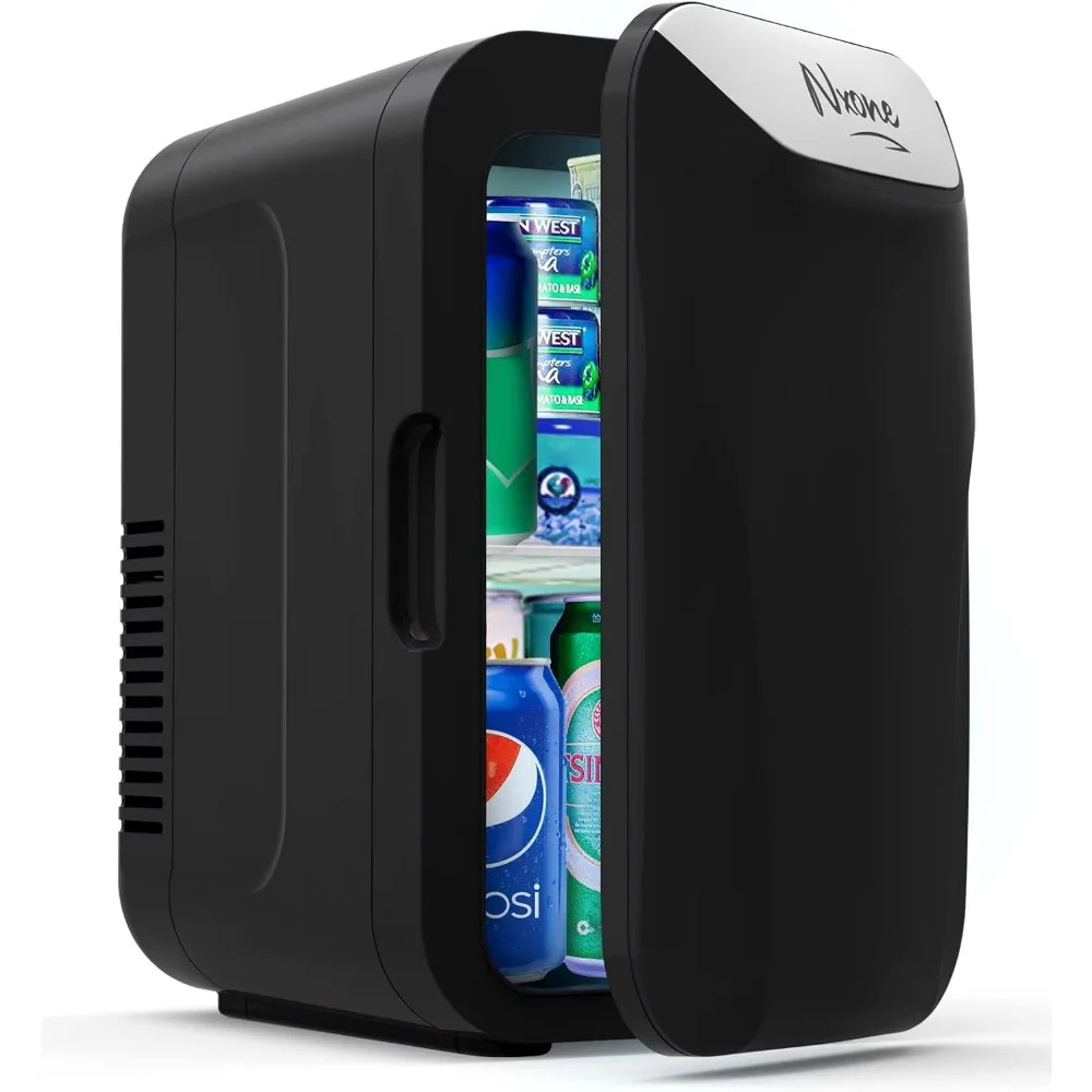 Mini Fridge,8 Can/6 Liter Small Refrigerator,110VAC/ 12V DC Portable Thermoelectric Cooler and Warmer