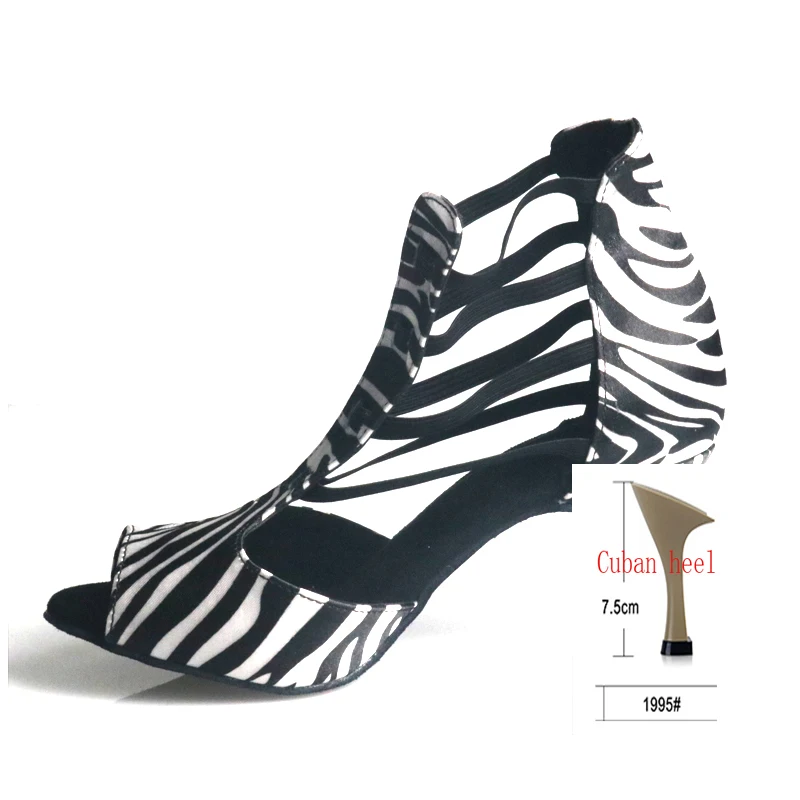 Buqima Women Latin Dance Shoes Rhinestones Soft Bottom Salsa Shoes For Dancing Ladies Sandals Women's Wedding Hight Heels 7.5CM