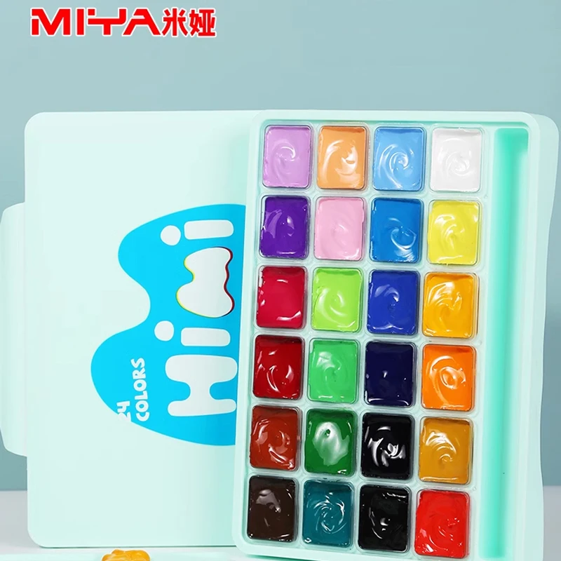 Watercolor Painting Set HIMI Gouache Paints Set 18/24colors 30ml Jelly Cup Watercolor Paint Safety Non-Toxic With Palette For Biginners