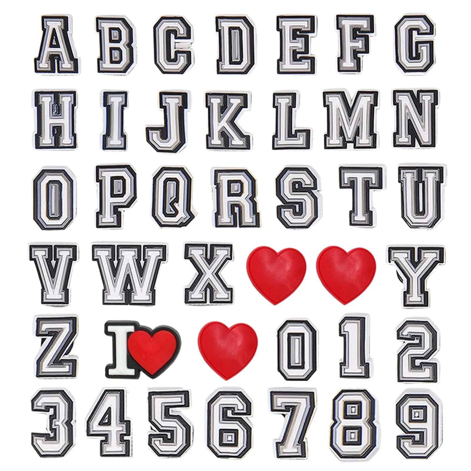40/80 Stück Alphabet-Schuh-Charms für DIY, hochwertige Charms, Schuhdekorationszubehör, Bubble Slides, Sandalen, Schuh-Pins – Detail 3