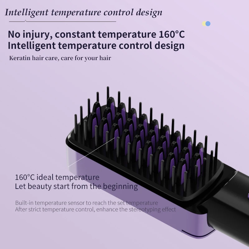 Rechargeable Hair Straightening Comb Negative Ion Non-Harmful Portable Electric Comb Straightener Clip Curling Wand Clipper