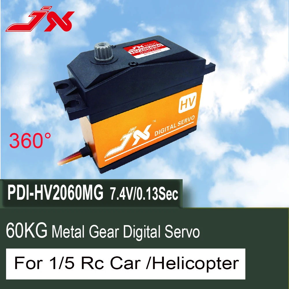 

JX Servo PDI-HV2060MG 60KG Large Torque 360° Digital RC Servo For 1/5 Car Compatible SAVOX-0236 LOSI XL 5T BAJA Robot Pan-tilt