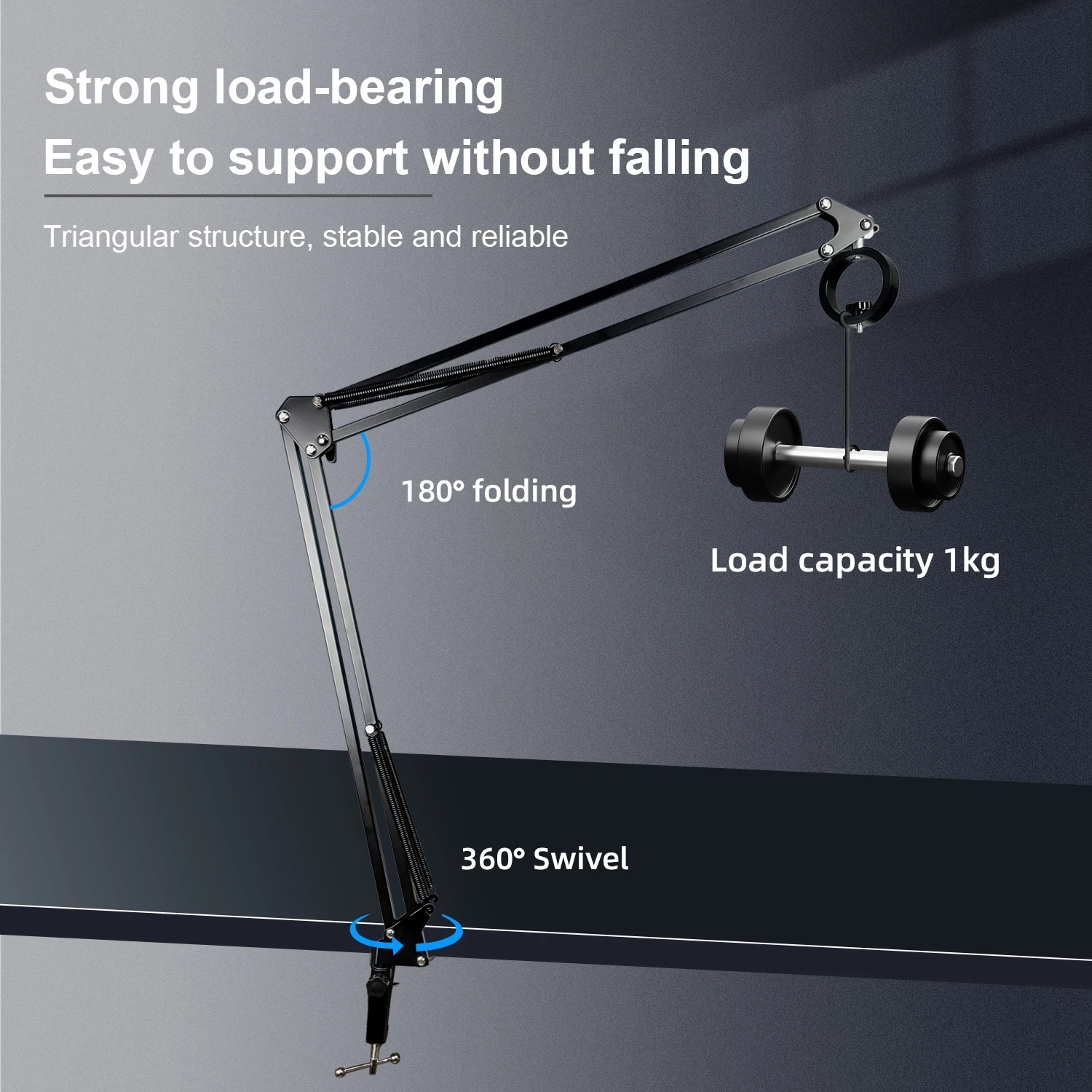 Video Microscope Stand Extendable Recording Microphone Holder Suspension Boom Scissor Arm Clip for Webcam
