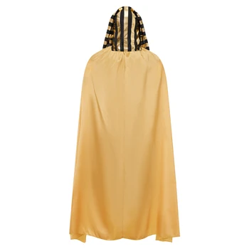 Adult Egyptian Pharaoh Costume Set with Jumpsuit Cape Belt Hat and Wristbands - King Tut Halloween Outfit for Men