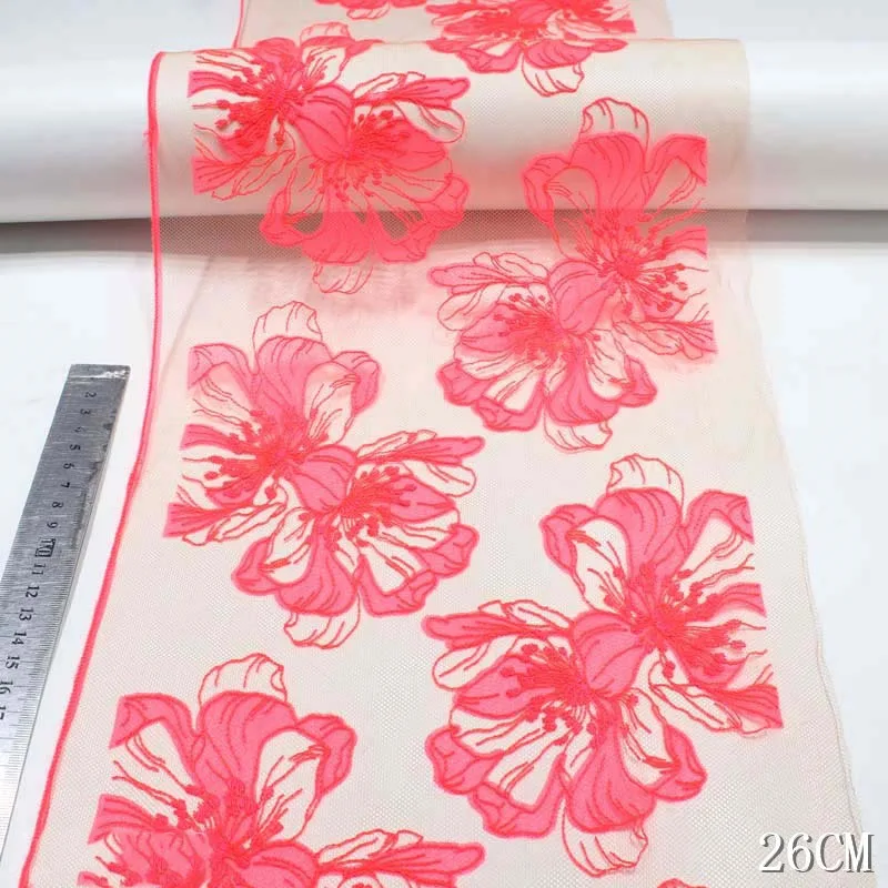 

41Yds Red Embroidery Lace Trim Fabric For Skirt Hem Clothes Sewing Material DIY Apparel Accessories Dropshipping