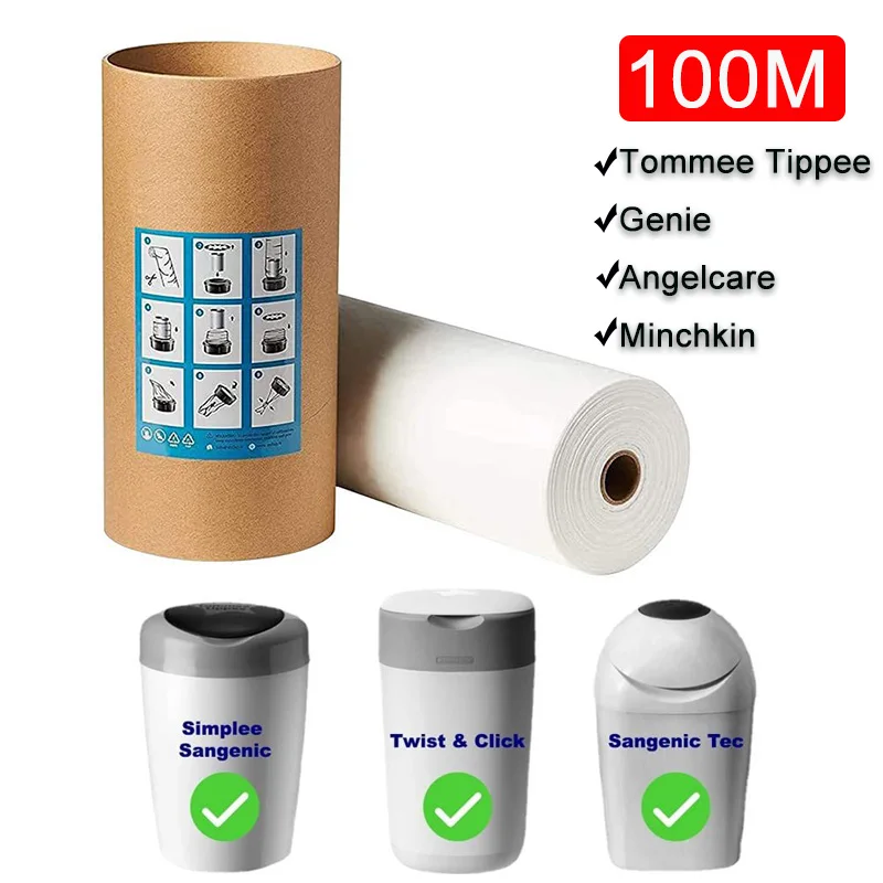 100M Infant Diaper Bag Refill Garbage Bag Tommee Tippee/Sangenic SimpIee/Angelcare/Genie/Munchkin Twist&cIick