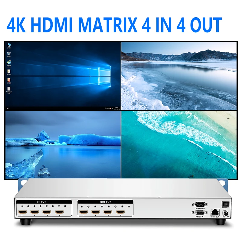 Матричный коммутатор 4K 4x 4/8x 8/16x16 HDMI 3840*2160 с поддержкой 3D EDID и Blu-Ray DVD и видео стены матричный коммутатор hdmi 4x 4 8x 8 16x1 6 16x32 поддержка 3d edid blu ray dvd и видео настенный