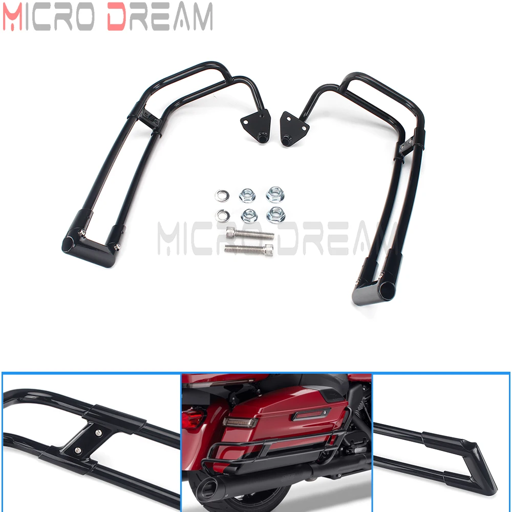 Black Motorcycle Saddlebag Guard Rail for Harley Touring Road King FLHT FLHRXS FLTRX FLTRXS FLHXS FLHX Extended Mount Bracket |