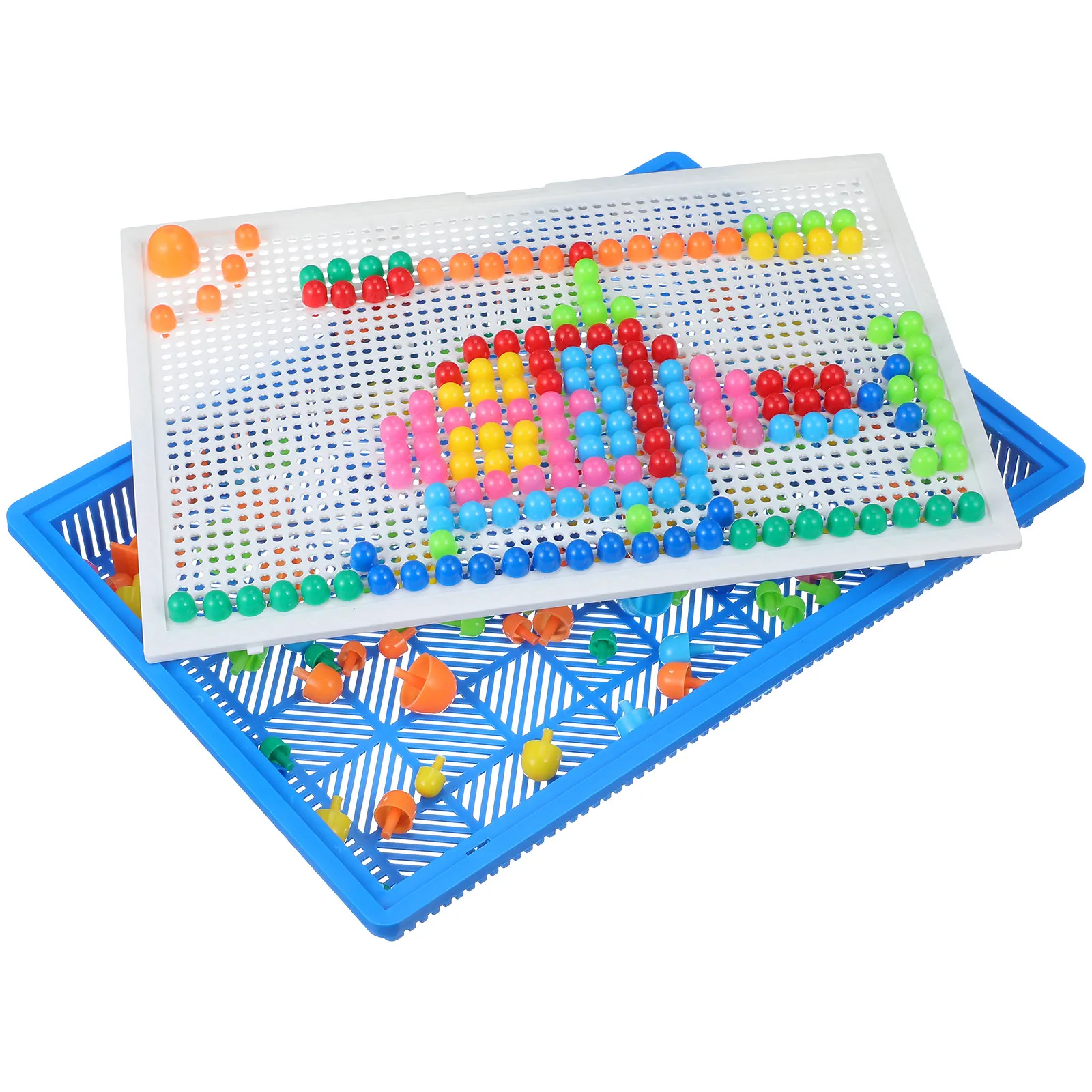 296Pcs 버섯 모양 네일 모자이크 퍼즐 학습 키트 어린이를위한 모터 기술 패턴..