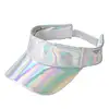 Men Women's Fashion Shiny Laser PU Sun Visor Cap Hip-Hop Dancing Sportswear Golf Tennis Ajdustable Silver Black Pink 1