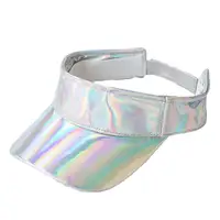 Men Women's Fashion Shiny Laser PU Sun Visor Cap Hip-Hop Dancing Sportswear Golf Tennis Ajdustable Silver Black Pink 1