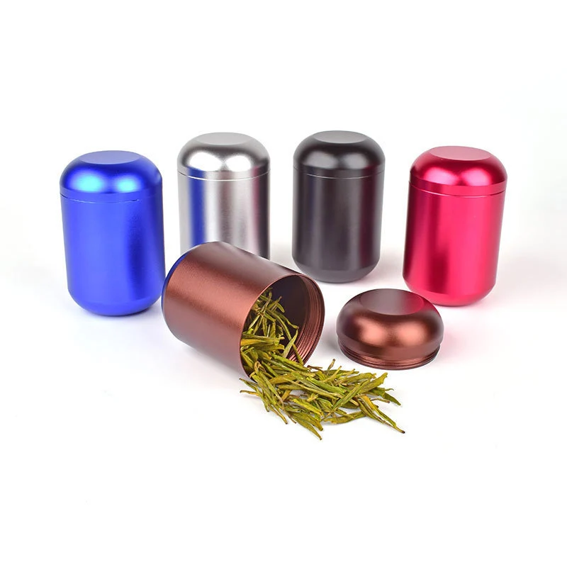 Al Alloy Tea-leaf Capsule Jar 45*70MM Tobacco Storage Can Herb Spice Keep Case for Smoking Accessories
