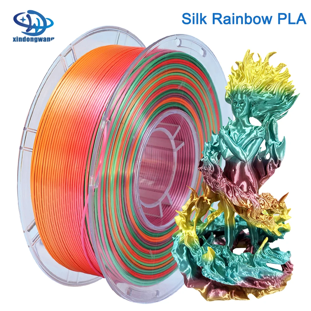 

PLA SILK Rainbow Filament 1kg 1.75mm Multicolor Shiny Silk Texture Printing Materials For 3D Printer