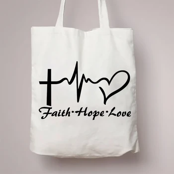 Faith Hope Love Printed Tote Bag