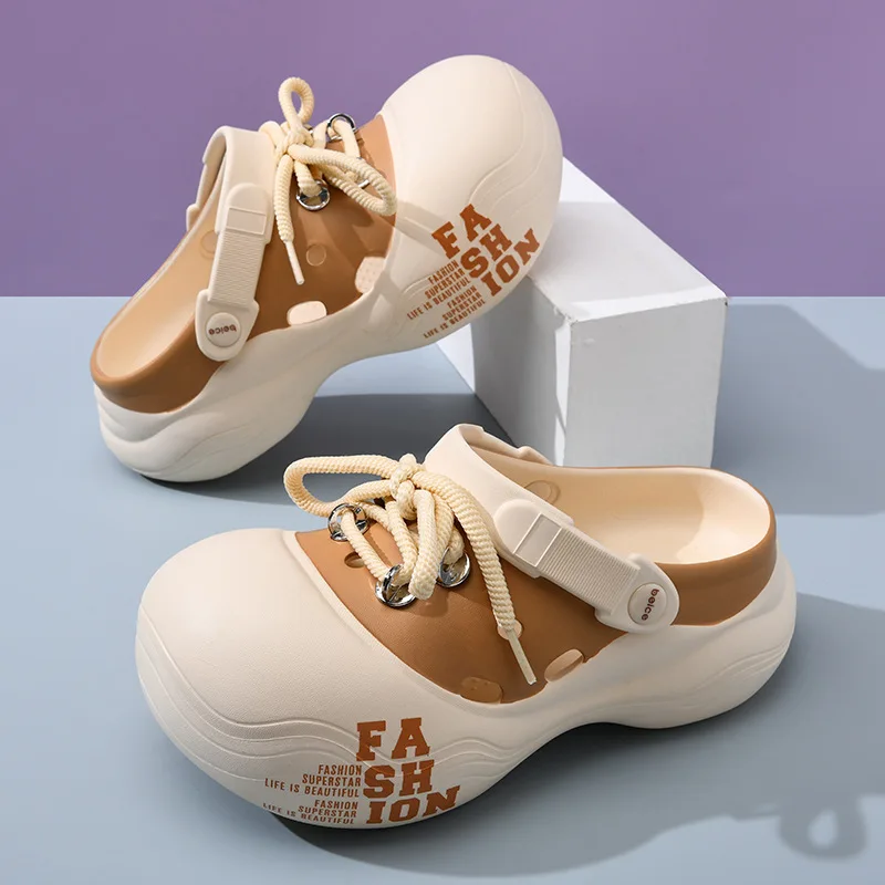 DIY Lace-up Platform Slippers For Women Fashion Clogs Thick Sole Shoes Female Street Sandals Beach Slides women sandals slippers sandals women slippers platform slippers