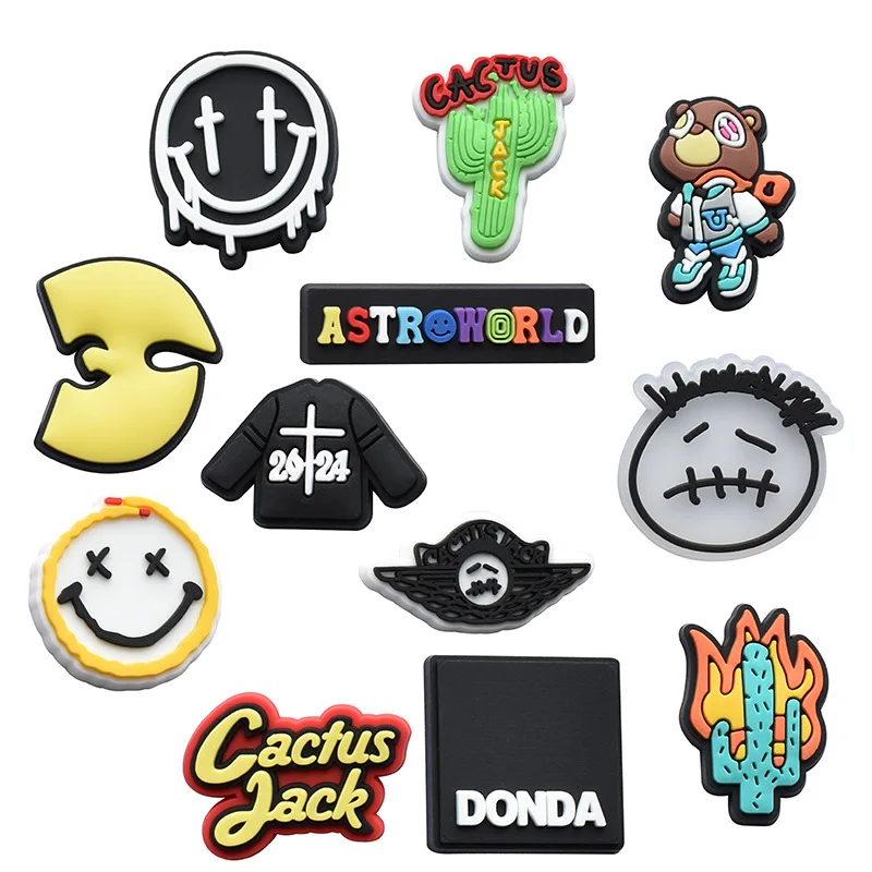 

1-12pcs Fashion Shoe Charms PVC Cactus Cartoon Shoes Accessories Decoration Fit Classic Clog Sandal Bag DIY Kids Gifts