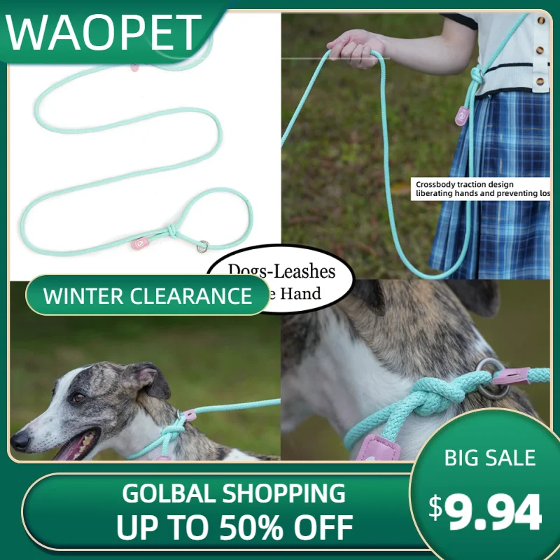 

For Small Medium Large Dogs Reflective Nylon Leashes Pet Dogs Traction Rope Leads For Running Free Hands Around Waist Rope Chain