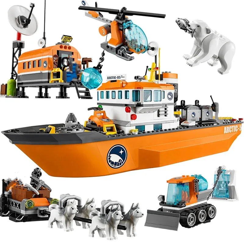 Geeignet für urbane Serie Polar Exploration Arctic Ocean Giant Ship Bausteine Kinder Montagespielzeug Weihnachtsgeschenke