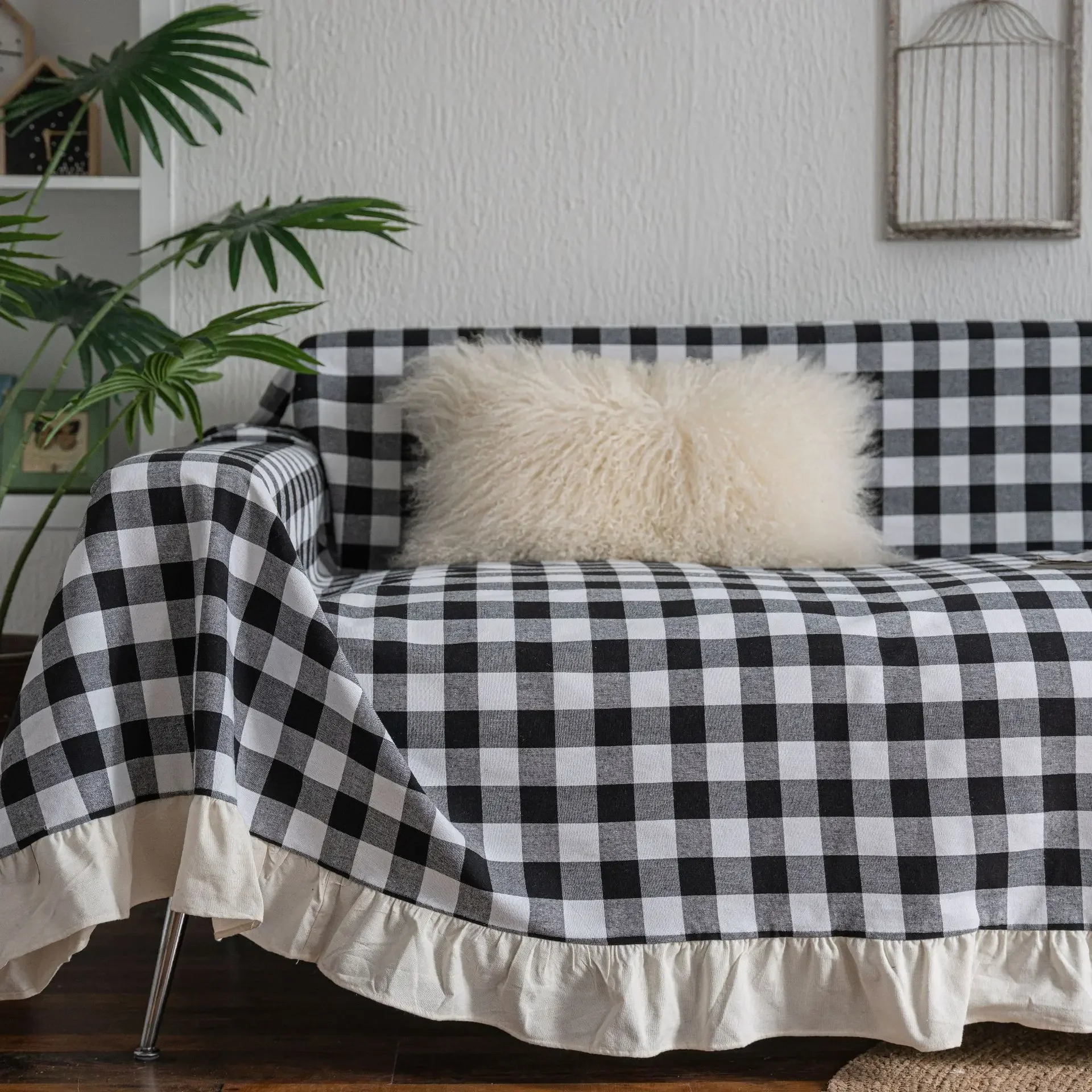 

Черно-белый Хлопковый чехол для дивана, одеяло для дивана, полотенце для гостиной, декор мебели, гобелен, чехол для дивана