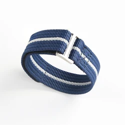 Premium Washable Nylon Nato Loop Strap - Sporty & Comfortable Watchband Bracelet - 20mm (Blue - grey)