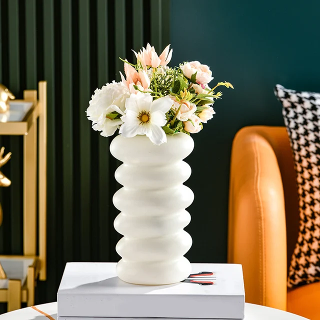 1PC Plastic Spiral White Vase Nordic Creative Flower Arrangement Container For Living Bedroom Kitchen Home Decoration Ornament