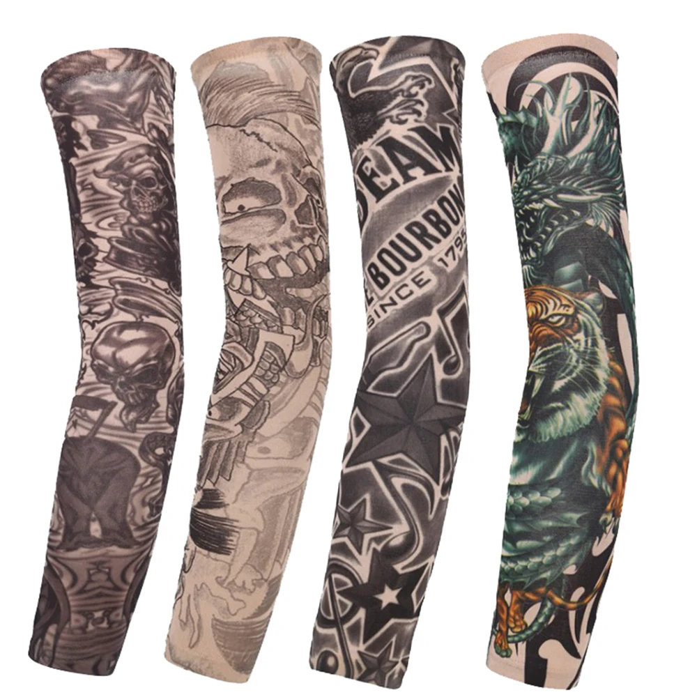 1Pc Running Basketball Summer Cooling UV Protection Sun Protection Tattoo Arm Sleeves Flower Arm Sleeves Cover
