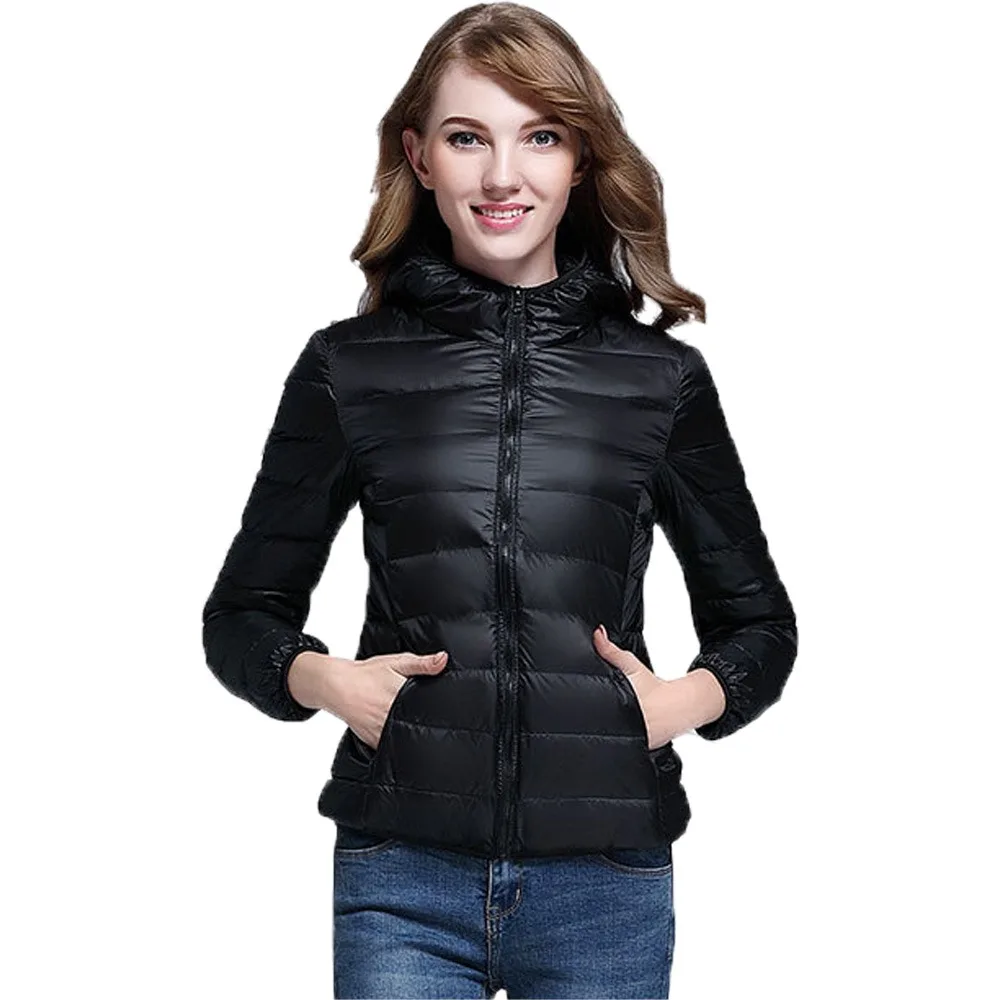 90% White Duck Down Coat For Women 2023 Autumn Winter Ultra-light Thin  Hooded Puffer Jackets Slim Warm Portable Coats Outwear