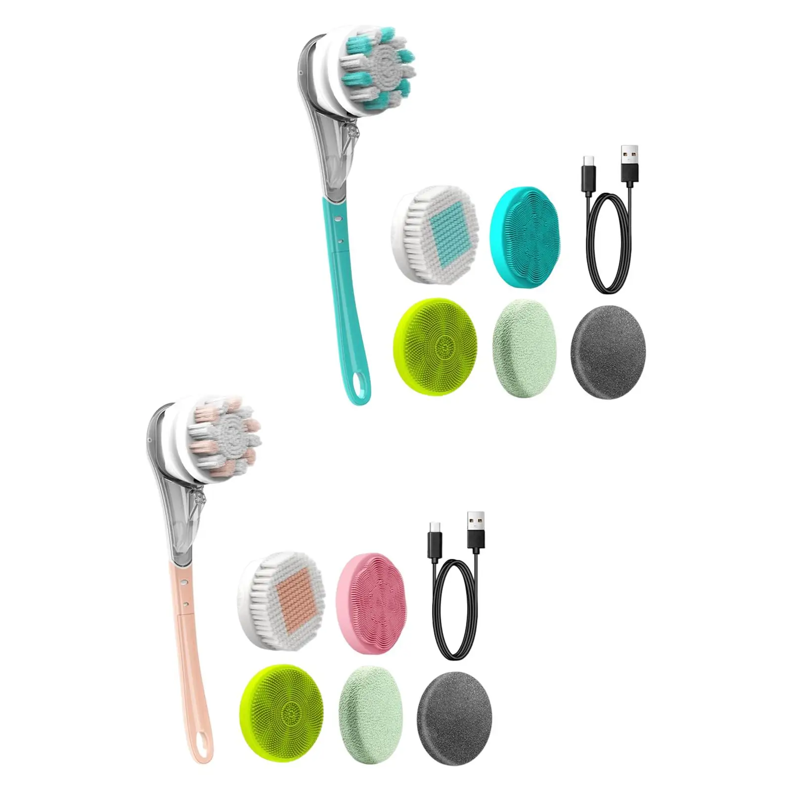 Electric Body Brush Scrubber Rechargeable with Long Handle Cordless Spinning Skin Brush for Deep Cleaning Exfoliating Showering