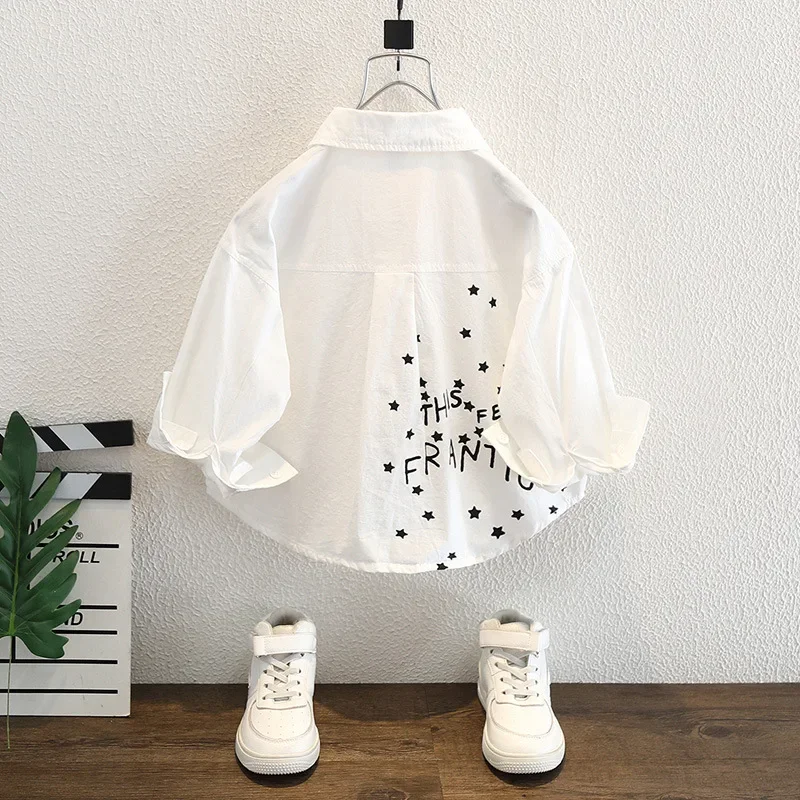 Boys Long Sleeve Shirt Autumn Fashionable Children's Clothes Casual Stylish Top Spring Baby Outfit Male Kids