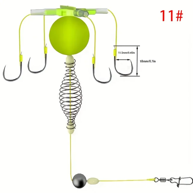 Fishing Bait Cage Set with Carbon Steel String Hooks Anti Winding Float Group Feeder Sinker Complete FishingTackle 3#5/7/9/11/13 6