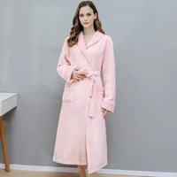 Female Autumn and Winter Warm Long Coral Velvet Thick Couple Bath Bathrobes Men Women Pajamas Shower Robe Bath Towels For Adults 5