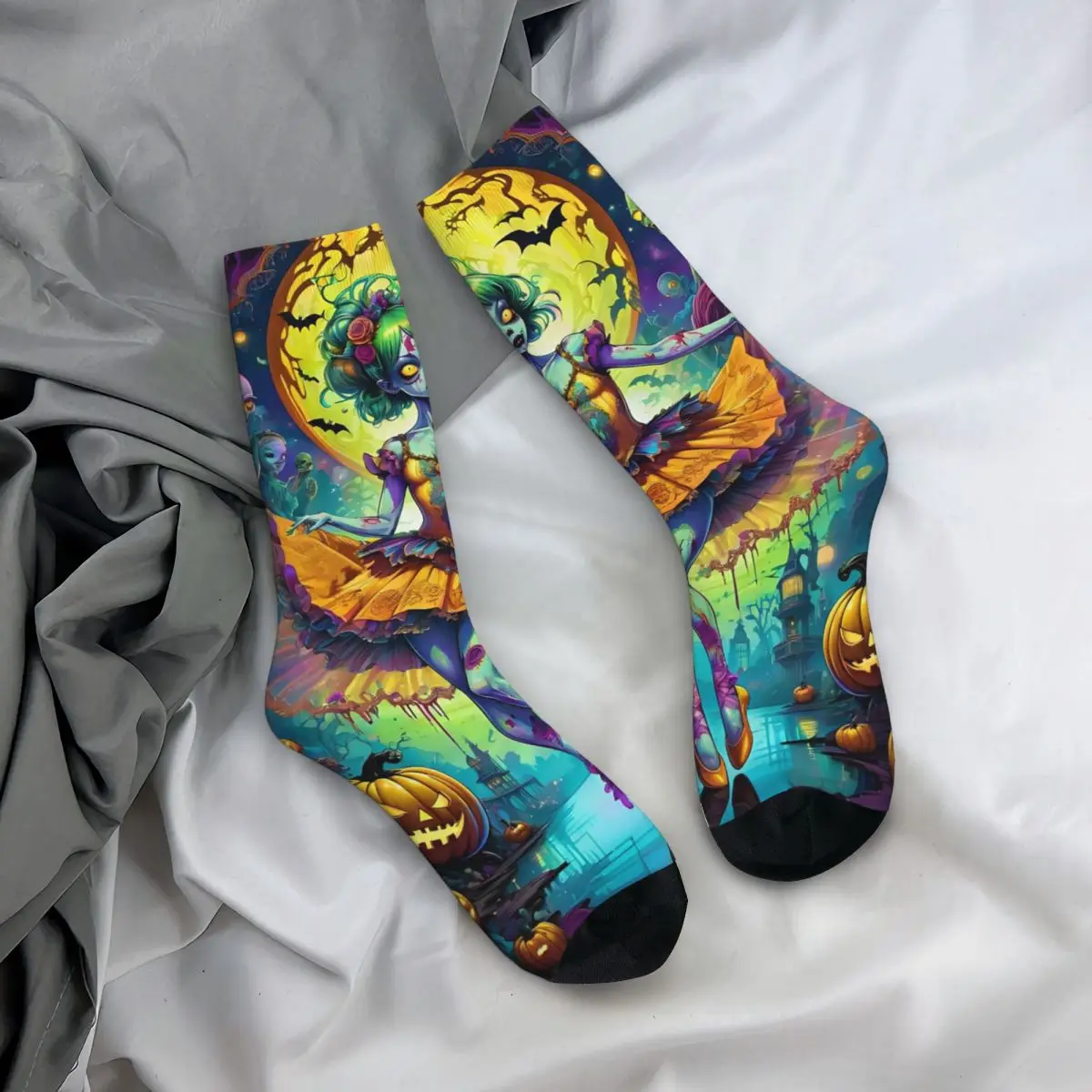 All Seasons Ghost Fairy Theme Socks Harajuku Sport Middle Tube Socks Funny Stockings for Men Women Christmas Gifts